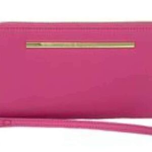 Vibrant Pink Wallet with Gold Accent